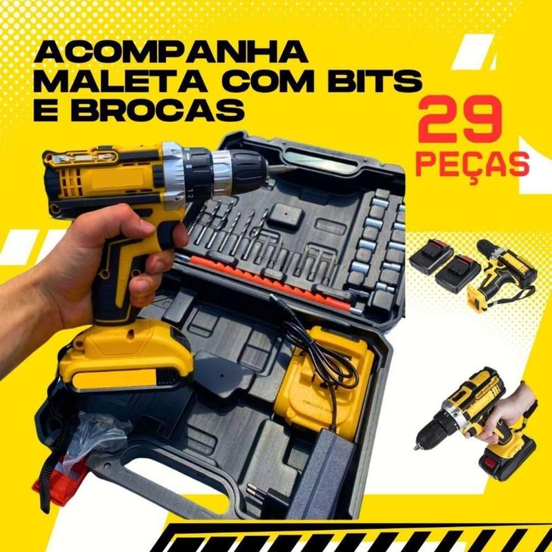 Parafusadeira Furadeira De Impacto Profissional 48v 2 Baterias Com